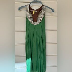 Bordeaux lined cotton dress with pearl beading